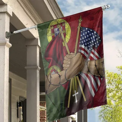 Usa And Portugal Unity Flag, Faith, Brotherhood, And Strength Christian House Flag Vertical House Flag