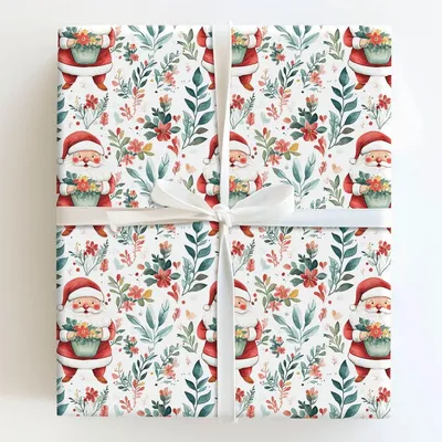 Petals with the Claus - Gift Wrap for Christmas, Holidays Wrapping Paper, Christmas Wrapping Paper