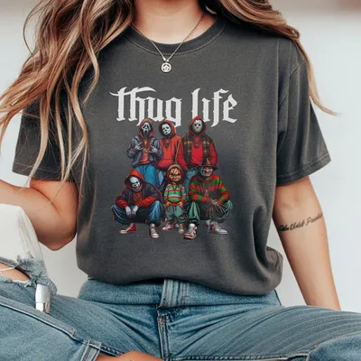 Thug Life Horror Movie Halloween T-Shirt Michael Myers T-Shirt Ghost Face T-Shirt Vintage Scary Movies T-Shirt