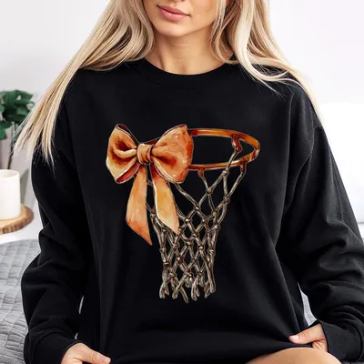 Coquette Bow Basketball Game Day Hop Sweatshirt, Basketball Mama, Basketball Mom, Coquette Basketball Game Day Sweatshirt
