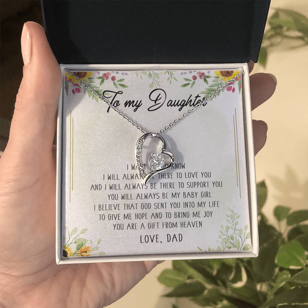 To My Daughter Gift From Dad Birthday Message Card - Forever Love Necklace