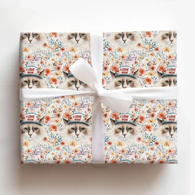 Mom's Favorite Ragdoll - Gift Wrap for Christmas, Holidays Wrapping Paper, Christmas Wrapping Paper