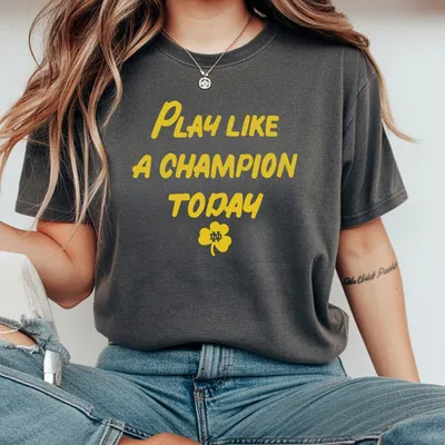 Play Like A Champion T-Shirt Gildan 5000 Heavy Cotton Unisex Casual Crew Neck Football Graphic T-Shirt For Men And Women Full