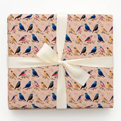 Posh Feathers - Gift Wrap for Christmas, Holidays Wrapping Paper, Christmas Wrapping Paper