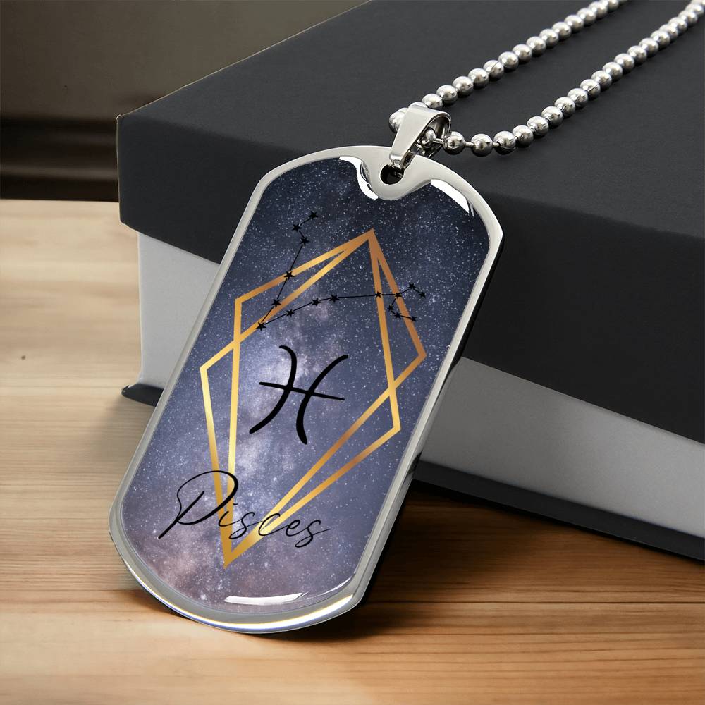 Pisces Galaxy Personalized Dog Tag Necklace - Army Tag Necklace, Dog Tag