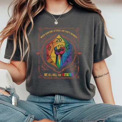 Lgbt T-Shirt When Someone Attacks One Party Member We All Roll For Initiative T-Shirt Pride Month T-Shirt Vintage Board Game