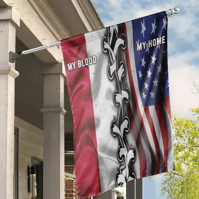 American And Polish Flag Vertical House Flag, My Home My Blood Heritage Pride Banner, Patriotic Usa Poland Unity Outdoor Decor Vertical House Flag
