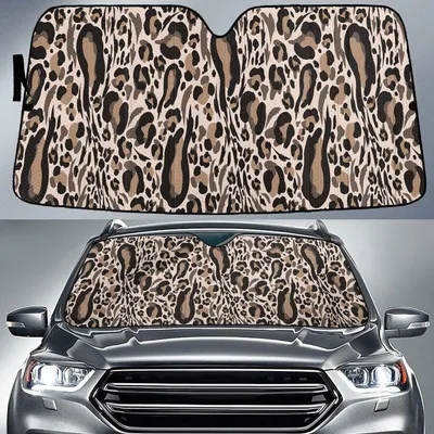 Brown Tone Large Leopard Skin Texture Car Sun Shades Cover Auto Windshield PrintSyde