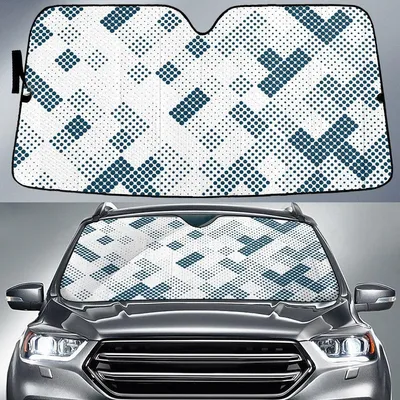 Random Square Halftone Pattern Printed Car Sun Shades Cover Auto Windshield PrintSyde