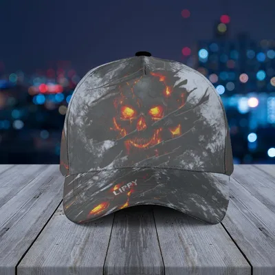 Lava Fire Skull Baseball Cap For Men - Dark Gothic Theme Headwear, Cool Bikerrocker Style Gift Baseball Cap