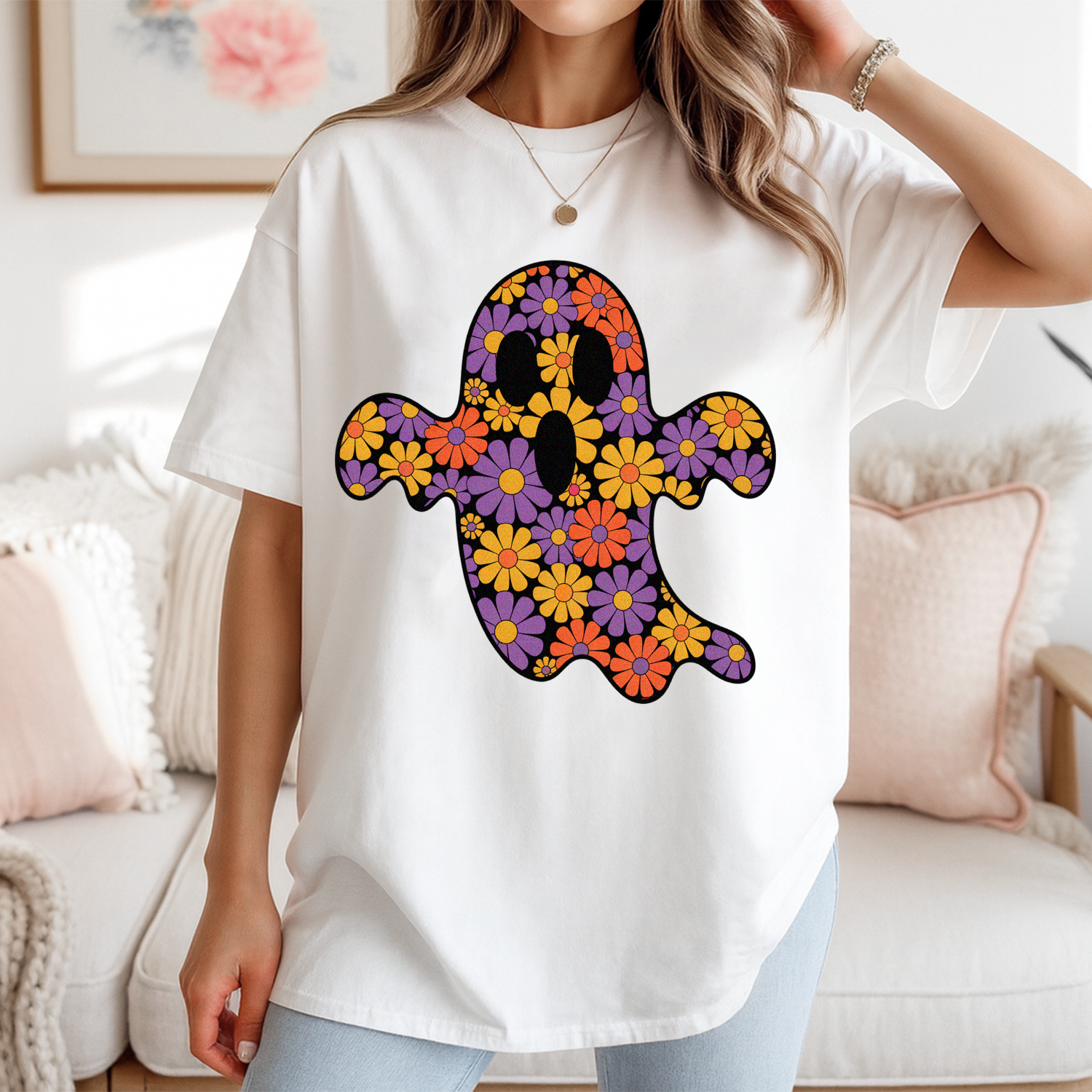 Ghost Floral Halloween T-Shirt