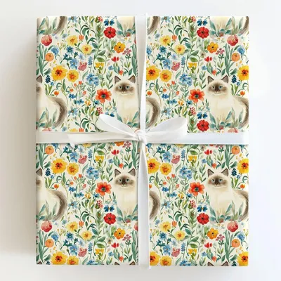 Garden Day with the Birman - Gift Wrap for Christmas, Holidays Wrapping Paper, Christmas Wrapping Paper