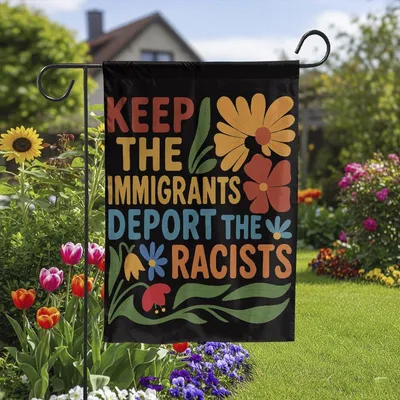 Abolish I.Ce Flag Yard Sign, Keep The Immigrants Garden Flag, Deport The Racists Lawn Sign, Anti-Pre, Resist Fascism Garden Decor Gift Vertical Garden Flag