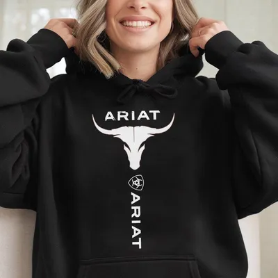 Ariat Hoodie Bold Bull Skull Graphic With Iconic Ariat Logo Hoodie,Classic Hoodie