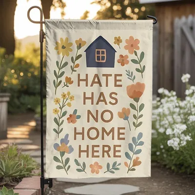 Hate Has No Home Here Garden Flag, Hate Has No Home Sign, No Hate Sunflower Flag, Spread Love No Hate, Black Lives Matter, Feminist Gift Vertical Garden Flag