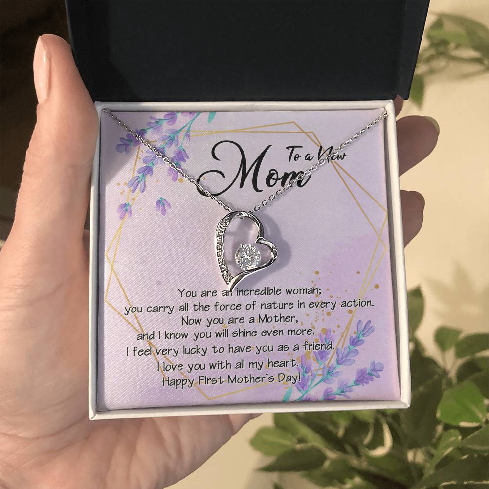 New Mom Incredible Woman - Happy First's Mother Day - Forever Love Necklace