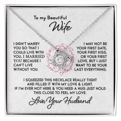 Gift For Wife I Can't Live Without You Knot Necklace Love Knot Necklace