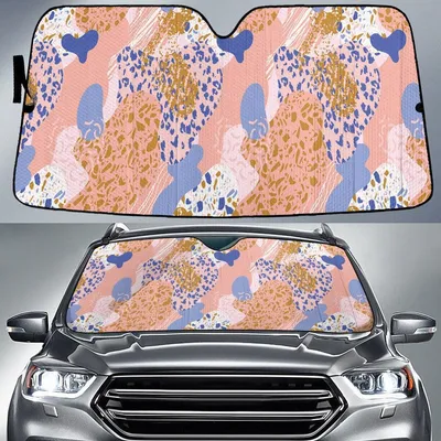 Orange And Blue Tone Leopard Skin Texture All Over Print Car Sun Shades Cover Auto Windshield PrintSyde