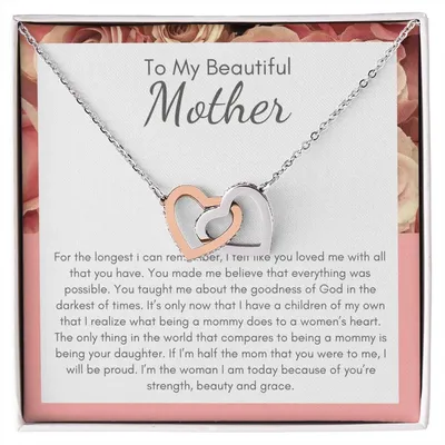 A Beautiful Gift For My Beatiful Mother Interlocking Hearts Necklace