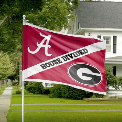 Alabama Crimson Tide, Georgia Bulldogs, House Divided Horizontal House Flag, College Football Decor, Garden Banner Horizontal House Flag