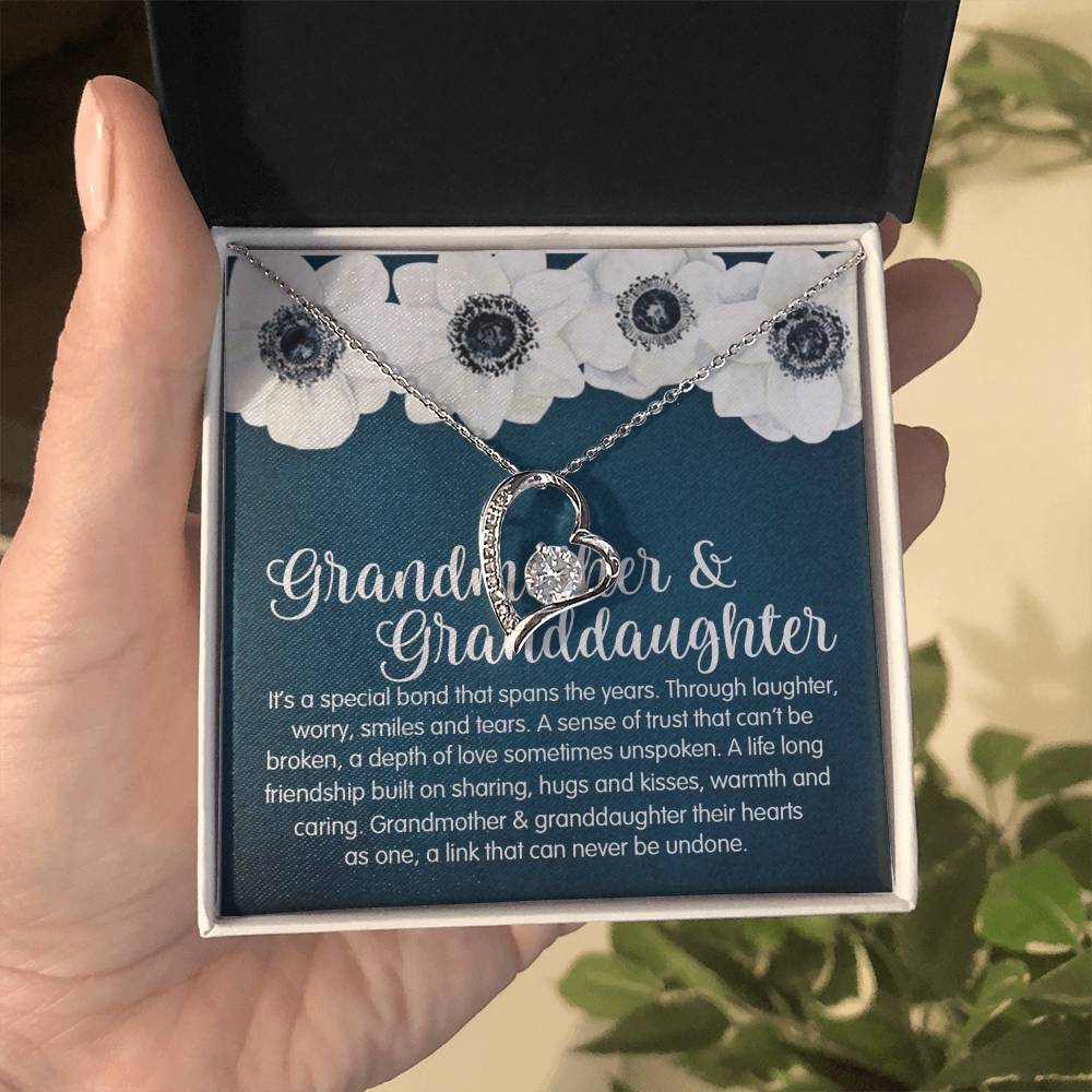 Granddaughter & Grandmother Heart Necklace - Forever Love Necklace