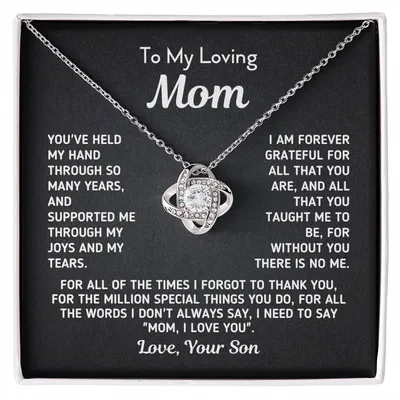Gift For Mom From Son - Without You There Is No Me White Necklace Love Knot Necklace