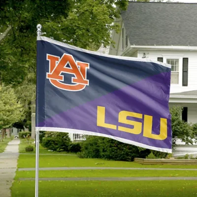 House Divided Horizontal Flag, Auburn Tigers, Lsu, College Football Rivalry Decor, Sec Game Day Yard Banner Horizontal House Flag