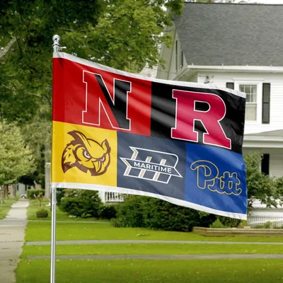 Five Way Split Horizontal House Flag, Ncaa Big Ten College Football, Nebraska Rutgers Maritime Pitt Owl Fan Horizontal House Flag