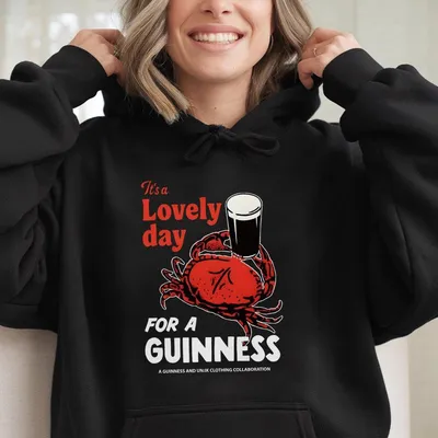 It’S A Lovely Day For A Guinness Hoodie,Retro Pint And Crab Beer Graphic For Men And Women