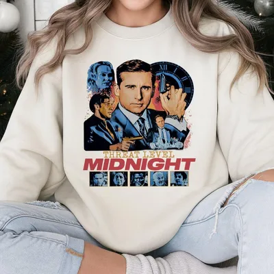 The Office Threat Level Midnight Sweatshirt – Retro Vintage Unisex Sweatshirt, Classic Comedy Fan Sweatshirt