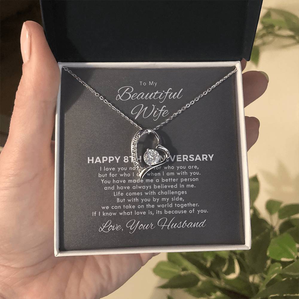 8Th Anniversary Necklace Gift For Wife Forever Love Necklace