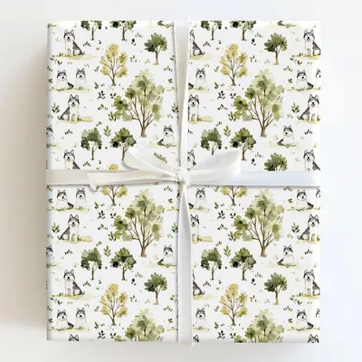 Park Day with the Husky - Gift Wrap for Christmas, Holidays Wrapping Paper, Christmas Wrapping Paper