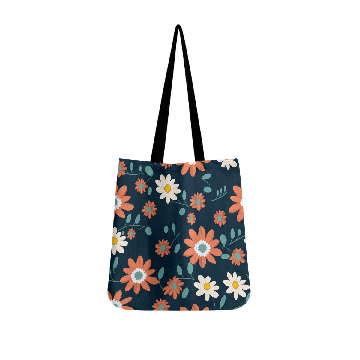 Navy Floral Cloth Tote Bags