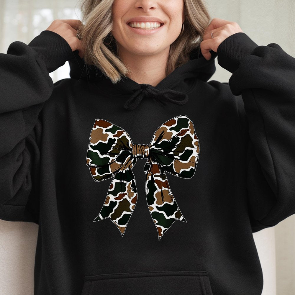 Camo Coquette Bow Hoodie Dove Season Hoodie Girls Camo Bow Hoodie Hunting Coquette Bow Hoodie Camo Dude