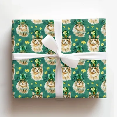 Leprechaun Turkish Angora - Gift Wrap for Christmas, Holidays Wrapping Paper, Christmas Wrapping Paper