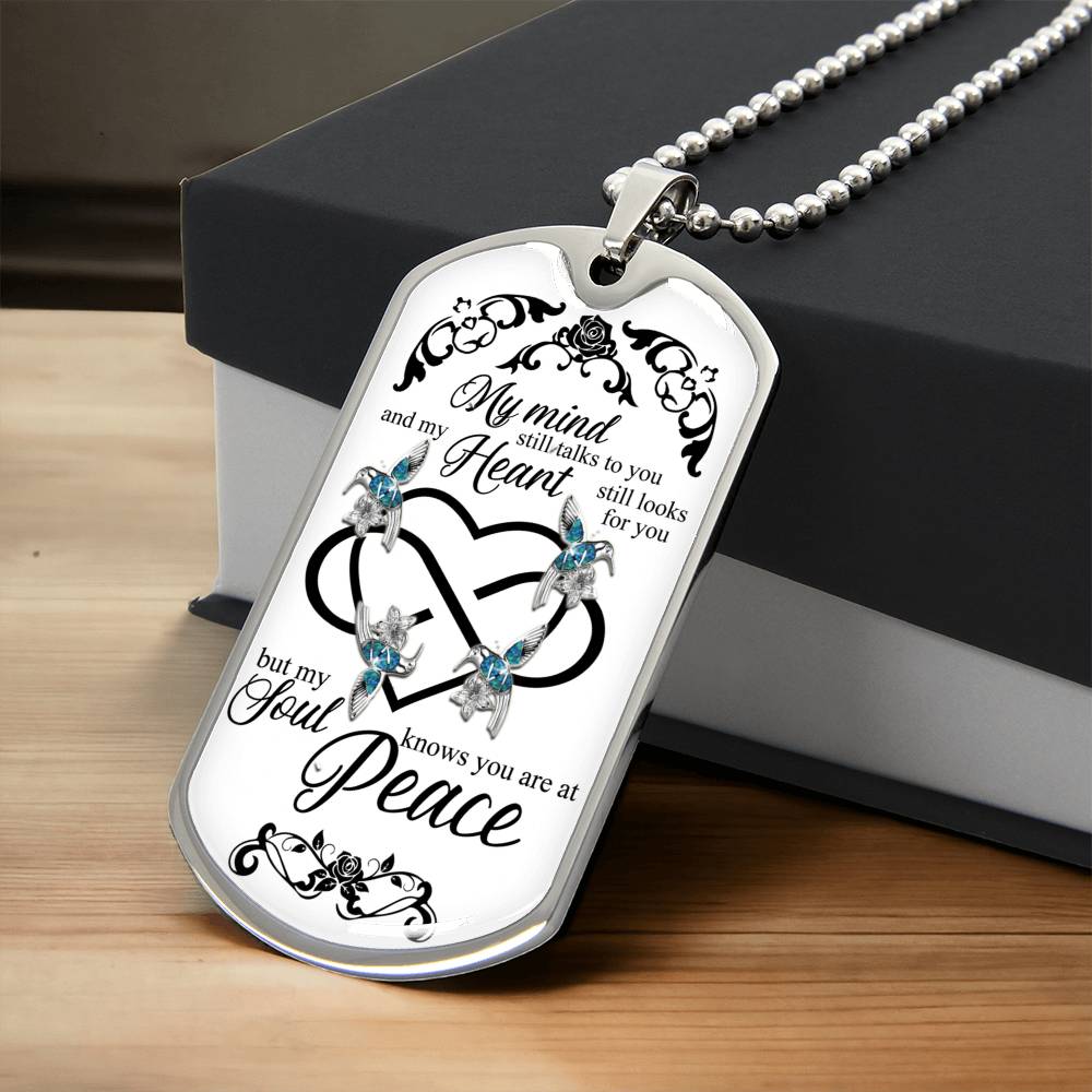 Hummingbird Petite Blue White Vintage Inspired Cameo Ladies Silver Filegre Art Designer Necklace Pendant, Hummingbirds In My Heart - Army Tag Necklace, Dog Tag