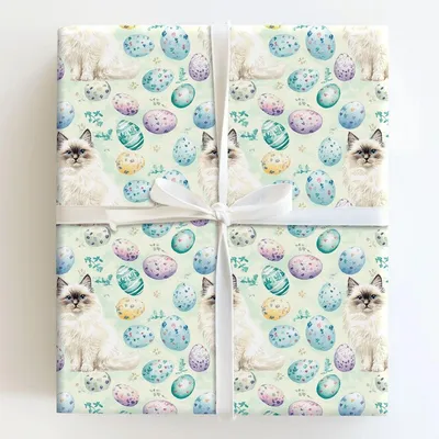 Easter Eggs with the Birman - Gift Wrap for Christmas, Holidays Wrapping Paper, Christmas Wrapping Paper