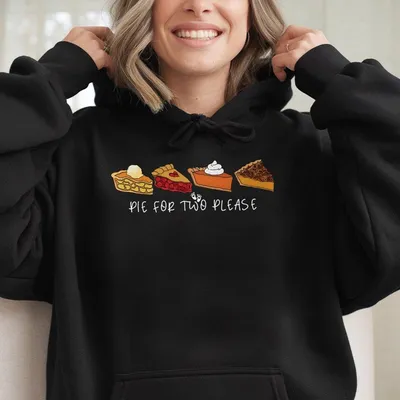 Pie For Two Please Thanksgiving Pregnancy Announcement Hoodie Fabric
