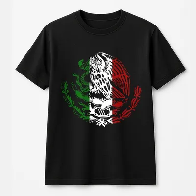 Mexico Mexican Flag Eagle T-Shirt Full Size Full Colors Gift For Man And Women Graphic T-Shirt