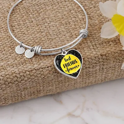 Best Friend's Forever ❤️ Bff Gift, Friend Bracelet Heart Bangle