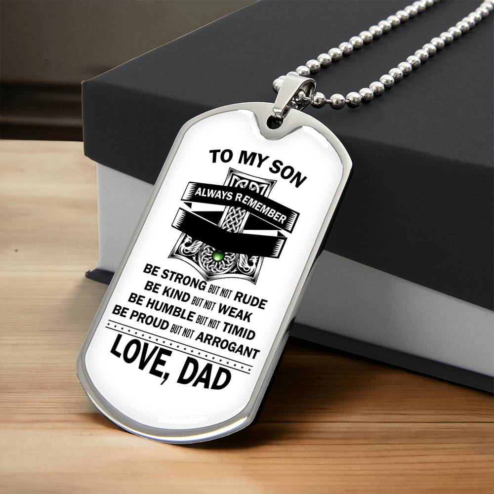 To Son - Be Kind But Not Weak - Gift From Dad - Army Tag Necklace, Dog Tag