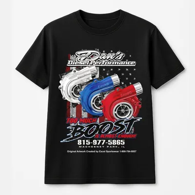 Dirty Diesel Performance T-Shirt, Too Much Boost Turbo Graphic, Bold Automotive, Unisex Car Culture T-Shirt Menswear