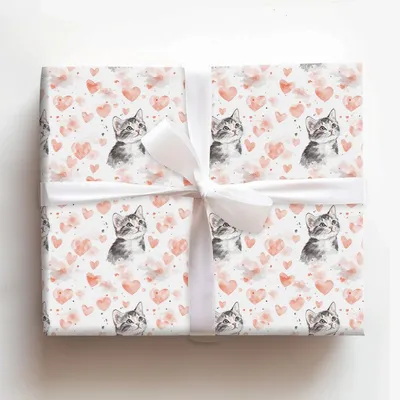 Domestic Shorthair Valentine - Gift Wrap for Christmas, Holidays Wrapping Paper, Christmas Wrapping Paper