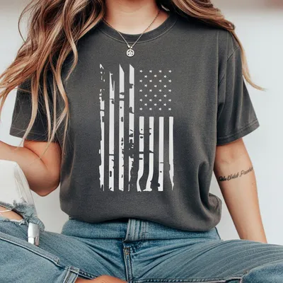 Women S American Flag Print Drawstring Pocket T-Shirt