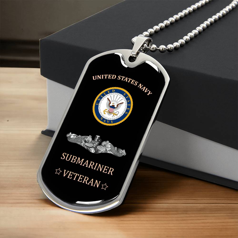 United States Navy Submariner - Veteran - Army Tag Necklace, Dog Tag