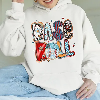 Retro Baseball Cap Checkered Leopard Hoodie Brushstroke Baseball Stars Game Day Hoodie Baseball Mama Baseball Mom Gif