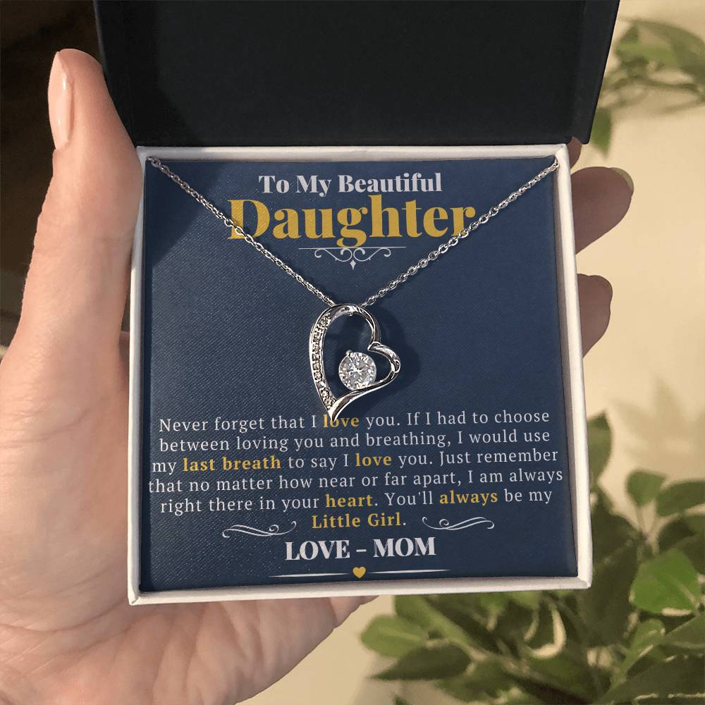 Daughter Gifts From Mom- Forever Love Necklace With Sapphire Blue Message Card Enclosure