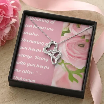 Ike Mens Production;Love Quote Jewelry Double Hearts Necklace