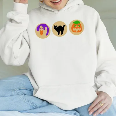 Halloween Cookies Boo Hoodie Spooky Season Hoodie Ghost Back Cat And Pumpkin Halloween Hoodie Halloween Cookies