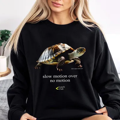 Slow Motion Turtle Graphic Sweatshirt Unisex Casual Sweatshirt For Men And Women Daily Wear Soft Cotton Top For Summe